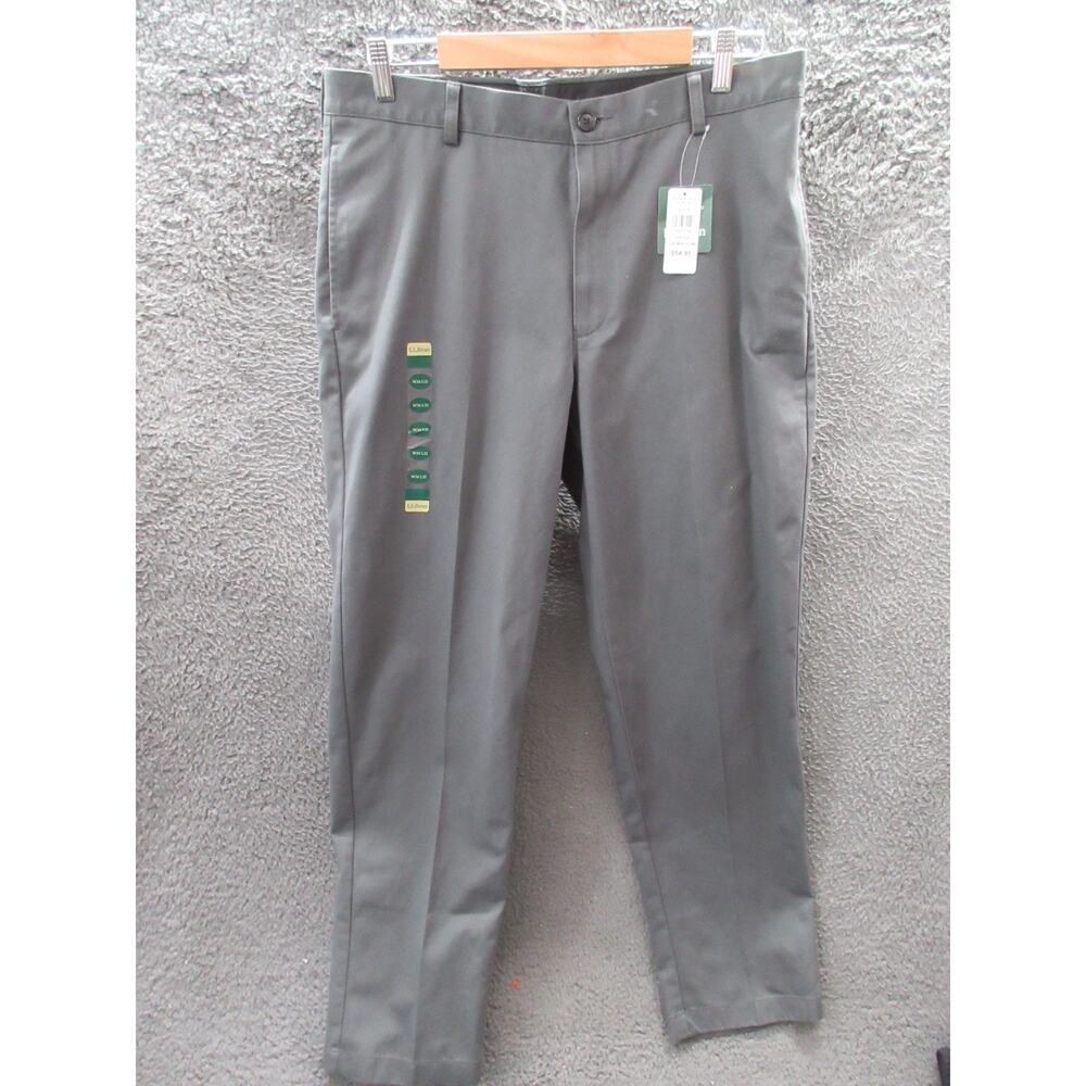 NWT L.L. BEAN Men Wrinkle-Free Double L Chinos Classic Fit 212330 Grey 34x32